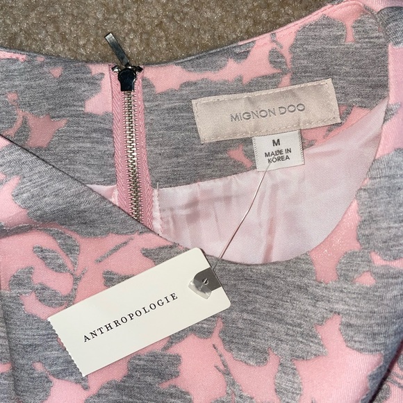 Anthropology Dress | Mignon Doo | Pastel Pink Light Grey Floral Cap M (8-10) - Picture 2 of 6